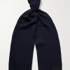 Logo-Appliquéd Ribbed Wool Scarf Logo-Appliquéd Ribbed Wool Scarf