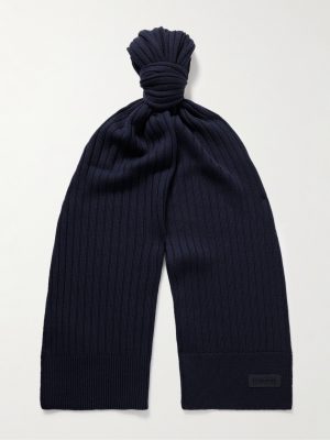 Logo-Appliquéd Ribbed Wool Scarf Logo-Appliquéd Ribbed Wool Scarf