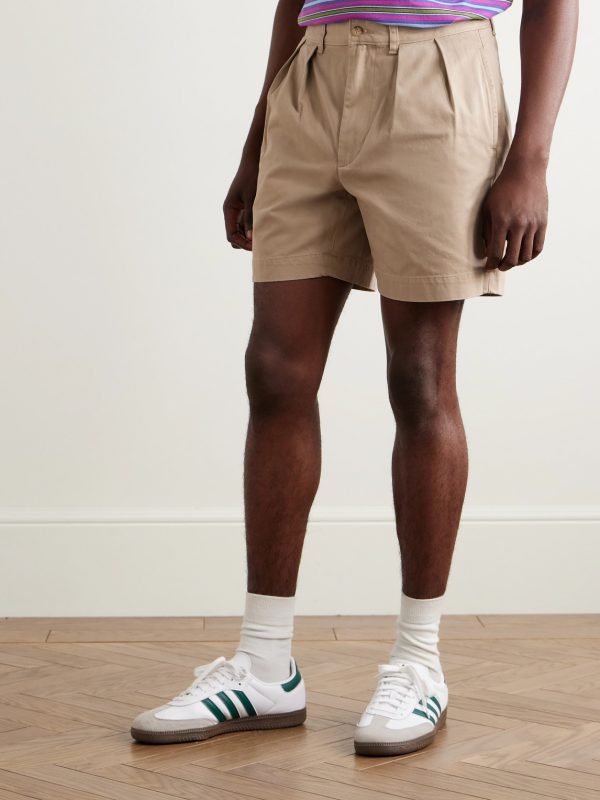Cormac Straight-Leg Pleated Cotton-Twill Shorts - FR