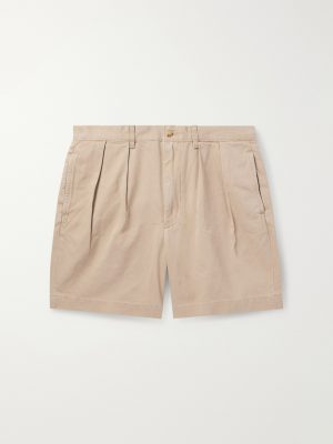 Cormac Straight-Leg Pleated Cotton-Twill Shorts