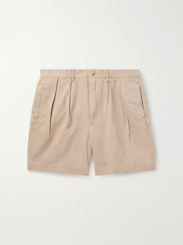 Cormac Straight-Leg Pleated Cotton-Twill Shorts