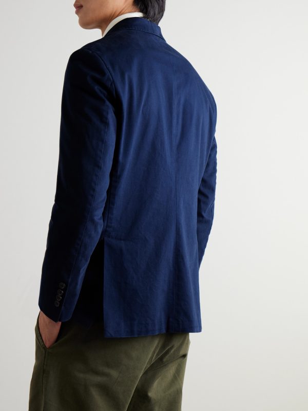 Double-Breasted Cotton-Blend Twill Blazer - BK Double-Breasted Cotton-Blend Twill Blazer - BK