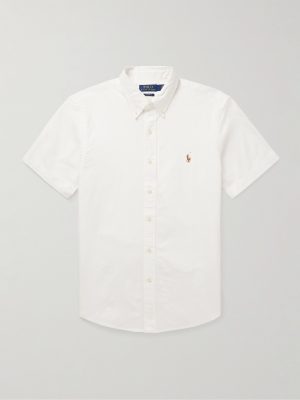 Button-Down Collar Logo-Embroidered Cotton Oxford Shirt Button-Down Collar Logo-Embroidered Cotton Oxford Shirt