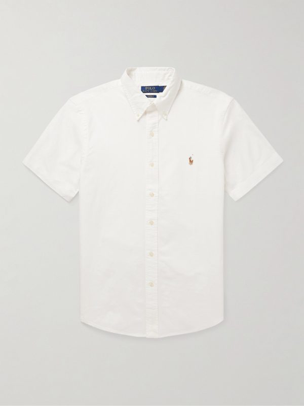 Button-Down Collar Logo-Embroidered Cotton Oxford Shirt Button-Down Collar Logo-Embroidered Cotton Oxford Shirt