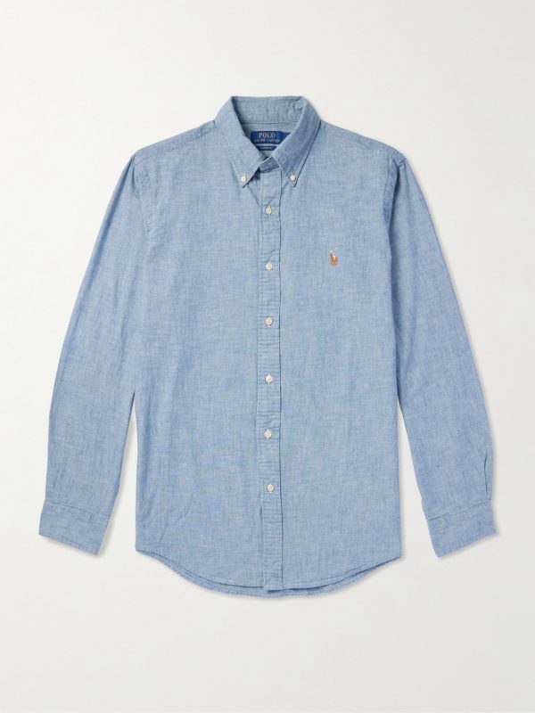 Button-Down Collar Cotton-Chambray Shirt