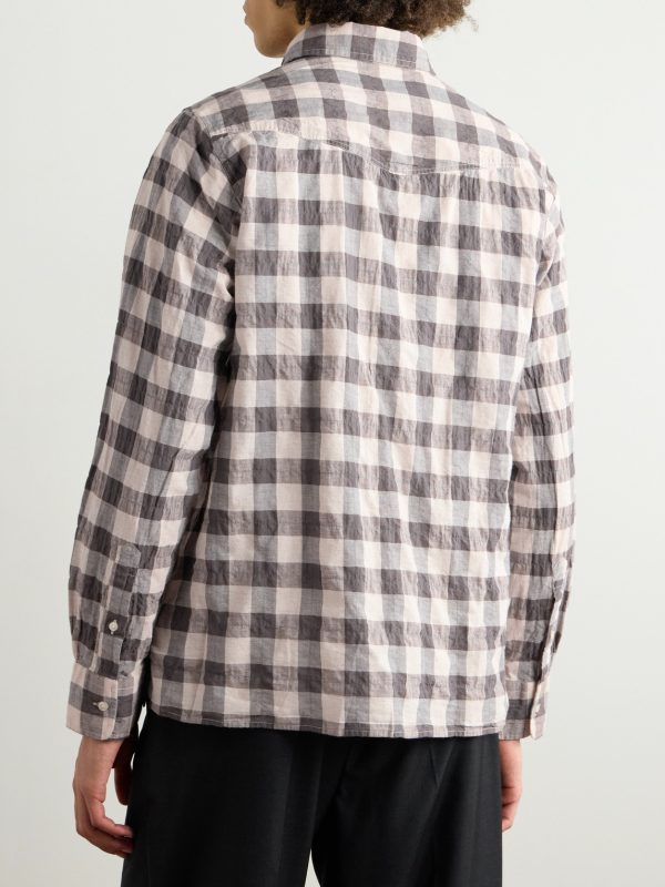 Alex Checked Crinkled Cotton-Blend Shirt - BK Alex Checked Crinkled Cotton-Blend Shirt - BK