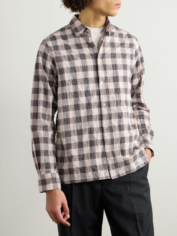 Alex Checked Crinkled Cotton-Blend Shirt - FR Alex Checked Crinkled Cotton-Blend Shirt - FR