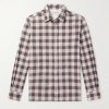 Alex Checked Crinkled Cotton-Blend Shirt Alex Checked Crinkled Cotton-Blend Shirt