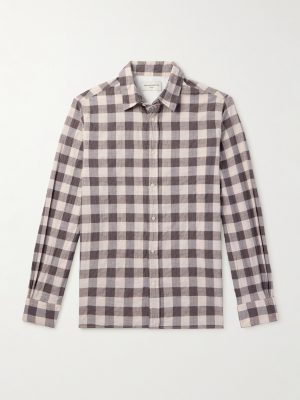 Alex Checked Crinkled Cotton-Blend Shirt Alex Checked Crinkled Cotton-Blend Shirt