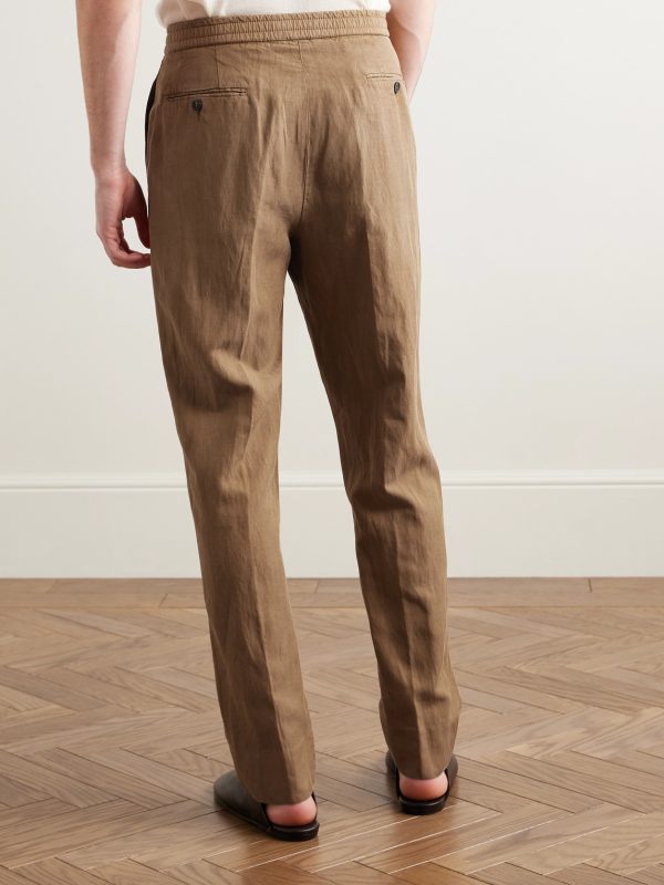 Drew Tapered Pleated Garment-Dyed Lyocell-Blend Trousers - BK Drew Tapered Pleated Garment-Dyed Lyocell-Blend Trousers - BK