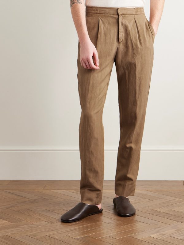 Drew Tapered Pleated Garment-Dyed Lyocell-Blend Trousers - FR Drew Tapered Pleated Garment-Dyed Lyocell-Blend Trousers - FR