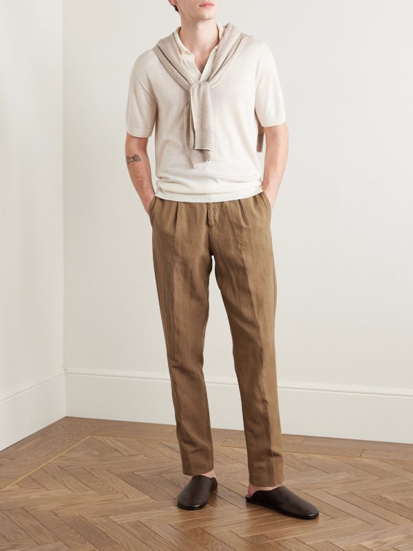 Drew Tapered Pleated Garment-Dyed Lyocell-Blend Trousers - OU Drew Tapered Pleated Garment-Dyed Lyocell-Blend Trousers - OU