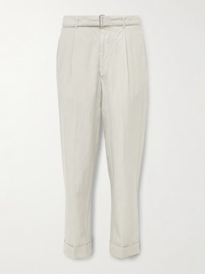 Hugo Straight-Leg Belted Pleated Garment-Dyed Lyocell, Linen and Cotton-Blend Trousers Hugo Straight-Leg Belted Pleated Garment-Dyed Lyocell, Linen and Cotton-Blend Trousers