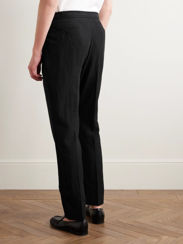 Drew Tapered Pleated Garment-Dyed Lyocell-Blend Trousers - BK