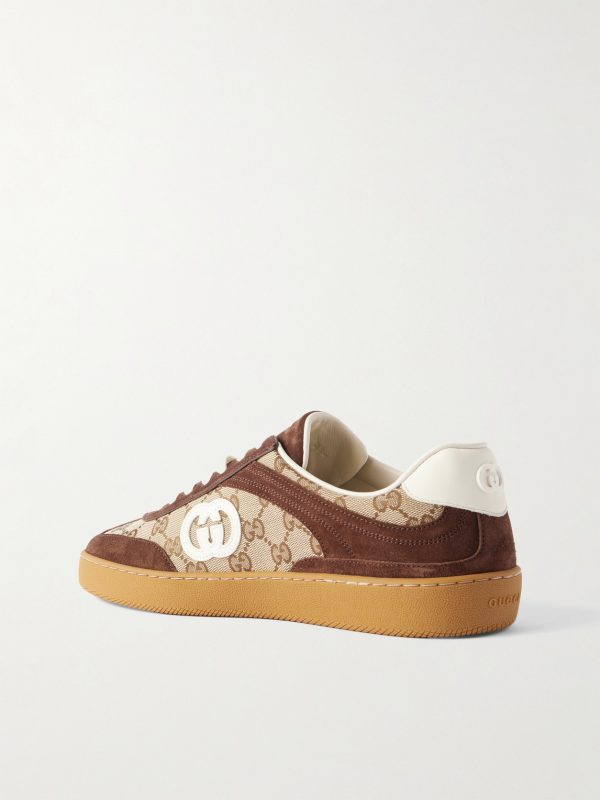 G74 Suede and Leather-Trimmed Monogrammed Canvas Sneakers - BK G74 Suede and Leather-Trimmed Monogrammed Canvas Sneakers - BK
