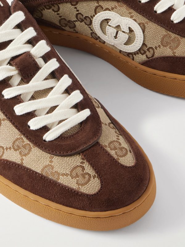G74 Suede and Leather-Trimmed Monogrammed Canvas Sneakers - CU G74 Suede and Leather-Trimmed Monogrammed Canvas Sneakers - CU