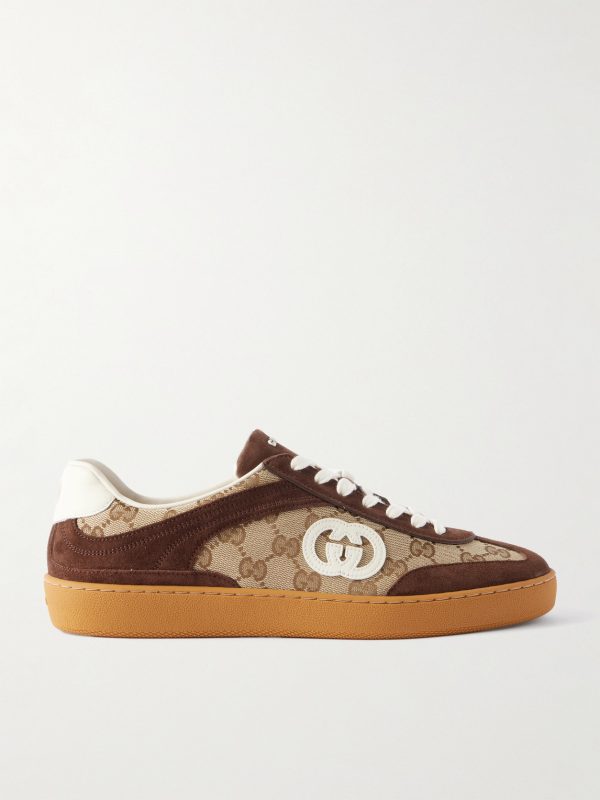 G74 Suede and Leather-Trimmed Monogrammed Canvas Sneakers G74 Suede and Leather-Trimmed Monogrammed Canvas Sneakers