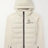 Logo-Print Quilted Shell and Stretch-Jersey Hooded Down Jacket