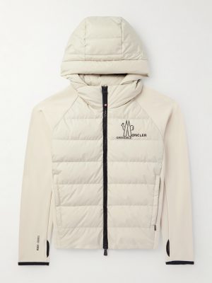 Logo-Print Quilted Shell and Stretch-Jersey Hooded Down Jacket Logo-Print Quilted Shell and Stretch-Jersey Hooded Down Jacket