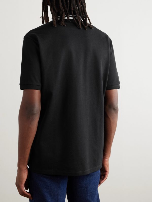 Logo-Embroidered Stretch-Cotton Piqué Polo Shirt - BK