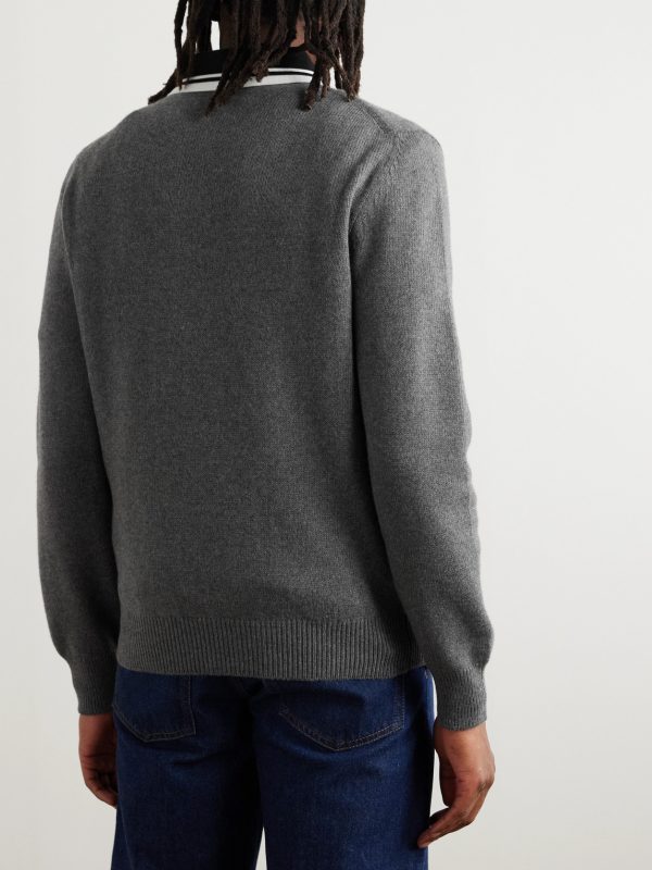 Logo-Embroidered Wool and Cashmere-Blend Sweater - BK