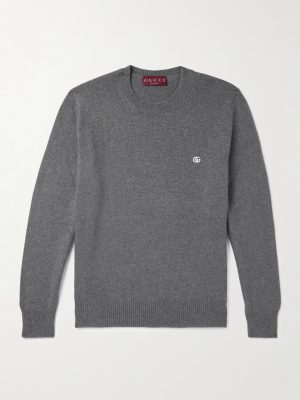 Logo-Embroidered Wool and Cashmere-Blend Sweater