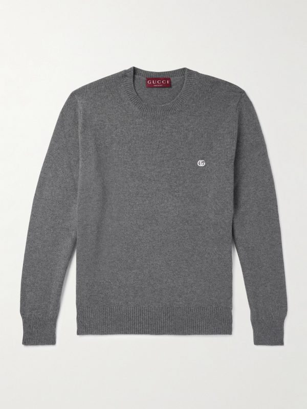 Logo-Embroidered Wool and Cashmere-Blend Sweater