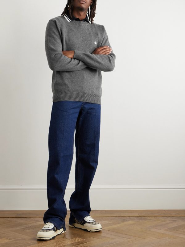 Logo-Embroidered Wool and Cashmere-Blend Sweater - OU