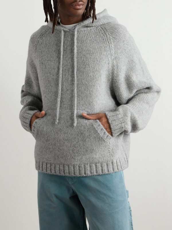 Logo-Embroidered Alpaca-Blend Hoodie - FR Logo-Embroidered Alpaca-Blend Hoodie - FR