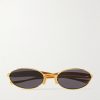 Sardine Oval-Frame Gold-Tone Sunglasses Sardine Oval-Frame Gold-Tone Sunglasses