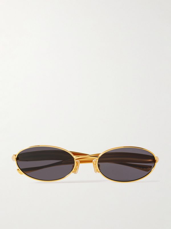 Sardine Oval-Frame Gold-Tone Sunglasses Sardine Oval-Frame Gold-Tone Sunglasses