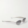 Sardine Oval-Frame Silver-Tone Sunglasses - FR