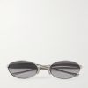 Sardine Oval-Frame Silver-Tone Sunglasses