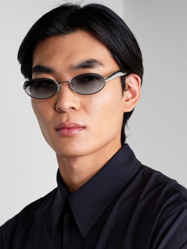 Sardine Oval-Frame Silver-Tone Sunglasses - OU