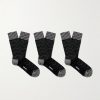 Three-Pack Crochet-Knit Cotton-Blend Socks Three-Pack Crochet-Knit Cotton-Blend Socks