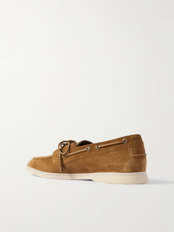 Sea-Sail Walk Leather-Trimmed Suede Boat Shoes - BK
