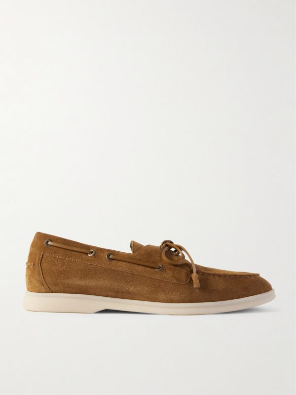 Sea-Sail Walk Leather-Trimmed Suede Boat Shoes