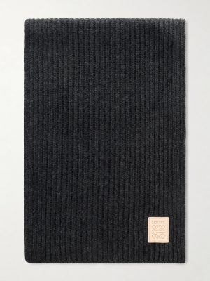 Logo-Appliquéd Ribbed Cashmere Scarf