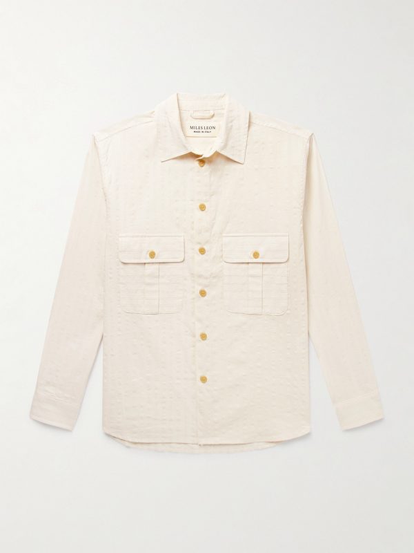 Field Striped Tumbled Cotton and Linen-Blend Shirt