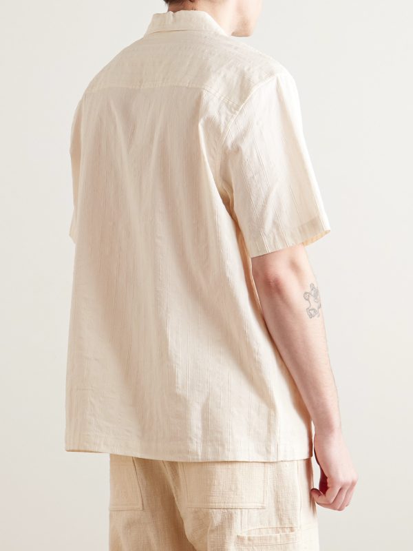 Rosa Camp-Collar Striped Tumbled Cotton and Linen-Blend Shirt - BK