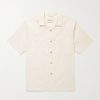 Rosa Camp-Collar Striped Tumbled Cotton and Linen-Blend Shirt