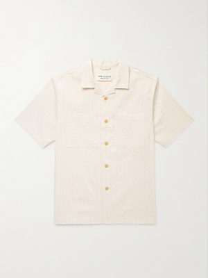 Rosa Camp-Collar Striped Tumbled Cotton and Linen-Blend Shirt