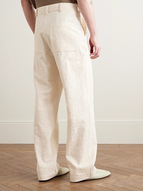 Garden Straight-Leg Slub Cotton-Canvas Trousers - BK Garden Straight-Leg Slub Cotton-Canvas Trousers - BK