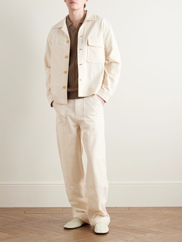 Garden Straight-Leg Slub Cotton-Canvas Trousers - OU Garden Straight-Leg Slub Cotton-Canvas Trousers - OU