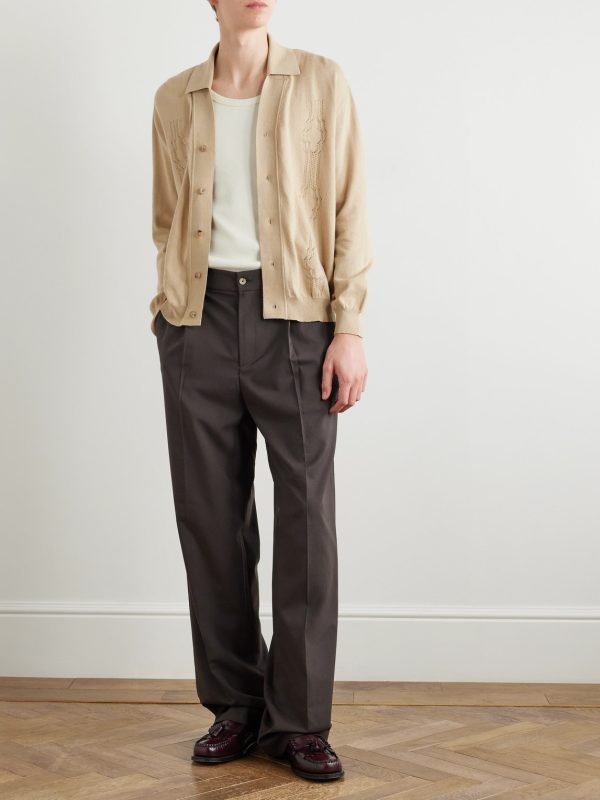 Pointelle-Knit Cotton Cardigan - OU Pointelle-Knit Cotton Cardigan - OU