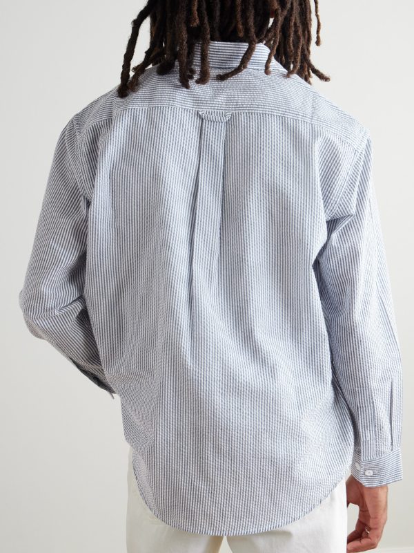 OG Oversized Striped Cotton-Blend Seersucker Shirt - BK
