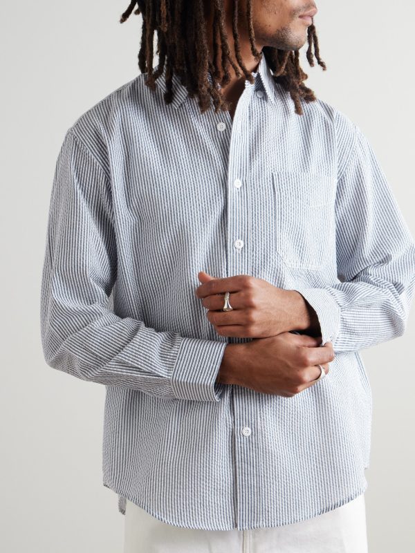OG Oversized Striped Cotton-Blend Seersucker Shirt - FR