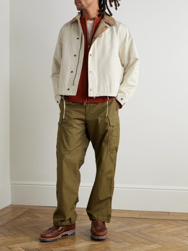 Corduroy-Trimmed Cotton-Blend Jacket - OU Corduroy-Trimmed Cotton-Blend Jacket - OU