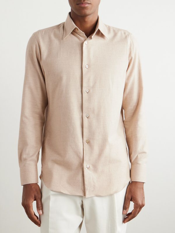 Brushed Virgin Wool-Twill Shirt - FR