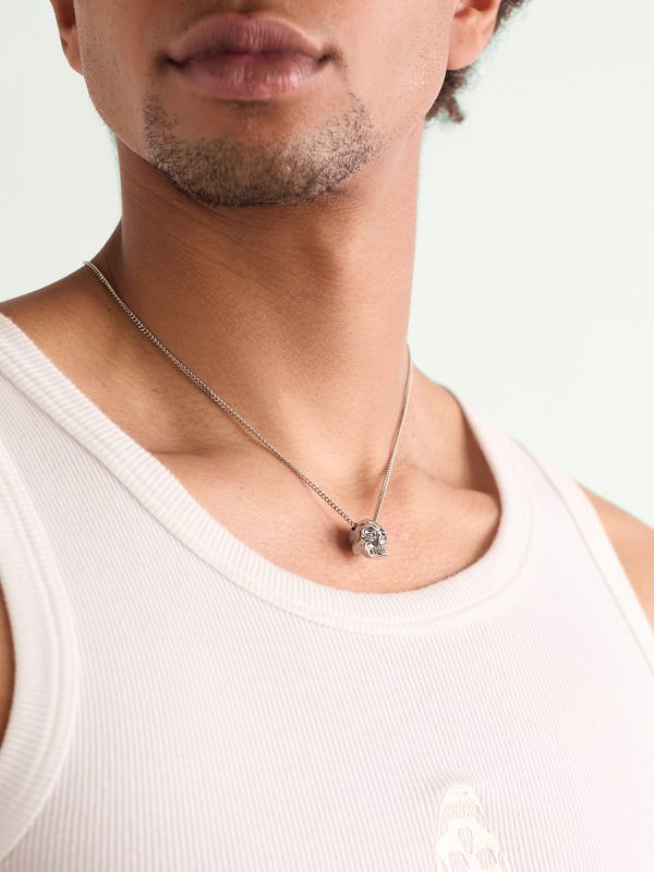 Skull Silver-Tone Pendant Necklace - FR Skull Silver-Tone Pendant Necklace - FR